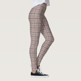 Legging Xadrez Cinza Rosa Padrão Clássico