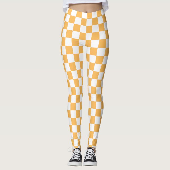 Legging Xadrez clássico visual em pêssego (Frente)