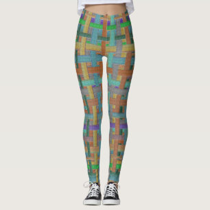 Legging "xadrez" colorida da vovó, com aspecto canvas