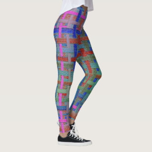 Legging "xadrez" colorida da vovó, com canvas na perna