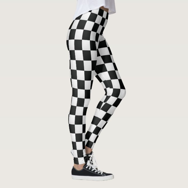 Legging Xadrez com Impressão de Pele de Crocodilo Preto e  (Direita)