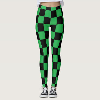 Legging Xadrez Contornado Verde e Preto