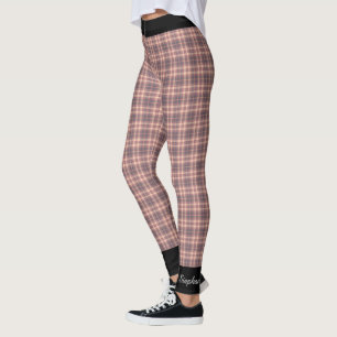 Legging Xadrez cor-de-rosa e cinzenta personalizada com