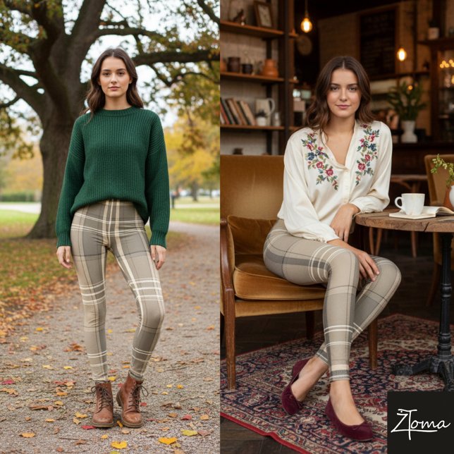 Legging Xadrez Coral e Salvia (Criador carregado)