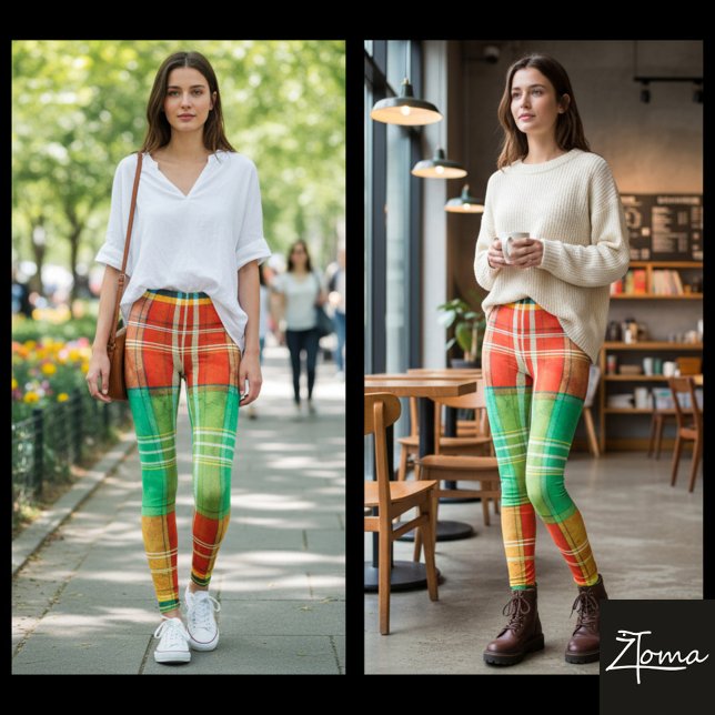Legging Xadrez Coral e Salvia (Criador carregado)