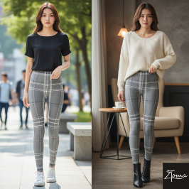 Legging Xadrez Coral e Salvia