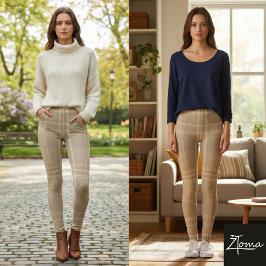 Legging Xadrez Coral e Salvia