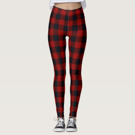 Legging Xadrez de Búfalo Vermelho e Preto