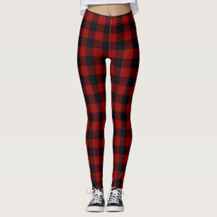 Legging Xadrez de Búfalo Vermelho e Preto
