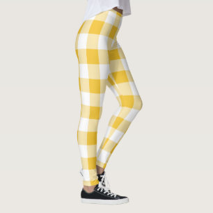 Legging Xadrez de Buffalo Amarelo e Branco