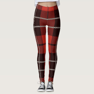 Legging Xadrez de Buffalo - Padrão Branco Vermelho Preto