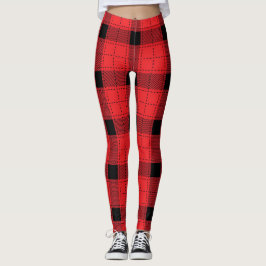 Legging Xadrez De Buffalo - Padrão Vermelho E Preto
