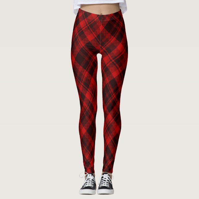 Legging Xadrez de Buffalo Vermelho e Negro (Frente)