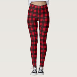 Legging Xadrez de Buffalo Vermelho e Negro, Tartan, Padrão