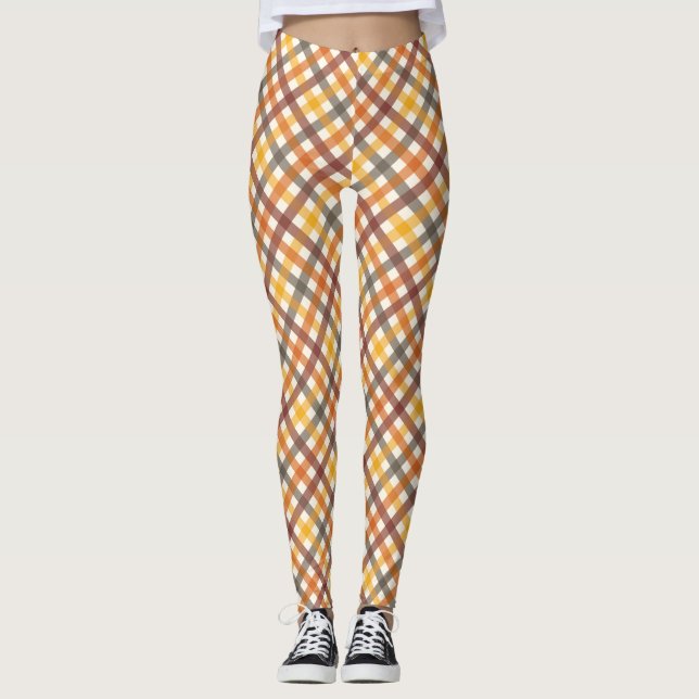 Legging Xadrez de Colunas do outono (Frente)