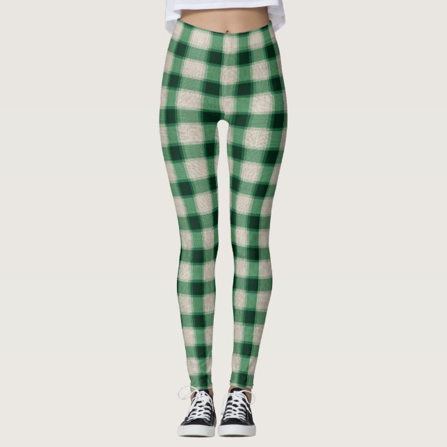 Legging Xadrez de Creme Verde (Frente)