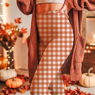 Legging Xadrez de Gingham Laranja de Outono