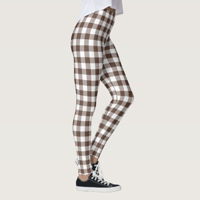 Legging Xadrez de Gingham Marrom Chocolate (Direita)