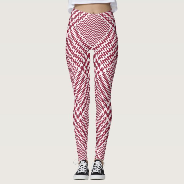 Legging Xadrez de Glen Branco Vermelho: Tartan Torcido (Frente)
