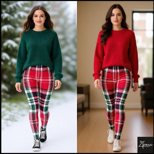 Legging Xadrez de Inverno Cranberry Plum Forest