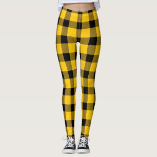 Legging Xadrez de Lumberjack no País de Buffalo Amarelo/Do