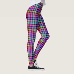 Legging Xadrez de Madras Brilhante Arco-Íris