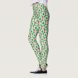 Legging Xadrez de Natal do Green Retro Santa Claus