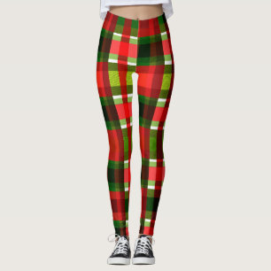 Legging Xadrez de Natal Quadrados Xadrez de Búfalo