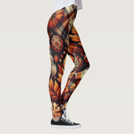 Legging Xadrez de outono deixa bege preto laranja