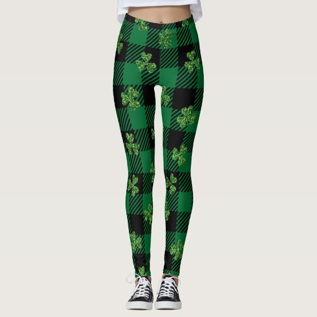 Legging Xadrez de Shamrock reluzente (Frente)