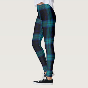 Legging Xadrez de Tartan azul Jeanstyle da cerceta preta