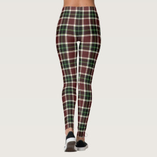 Legging Xadrez de Tartan Branco Verde Brilhante Escuro