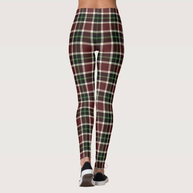 Legging Xadrez de Tartan Branco Verde Brilhante Escuro (Verso)