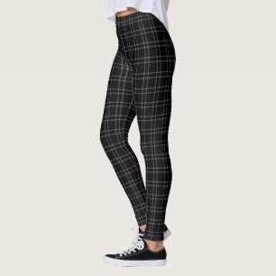 Legging Xadrez de Tartan pequena da grade branca preta
