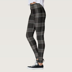 Legging Xadrez de Tartan preta do cinza de carvão vegetal