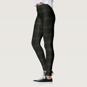 Legging Xadrez de Tartan preta & verde dobro