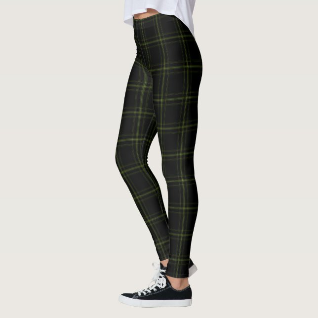 Legging Xadrez de Tartan preta & verde dobro (Esquerda)