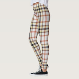 Legging Xadrez de Tartan preto amarelo-branco