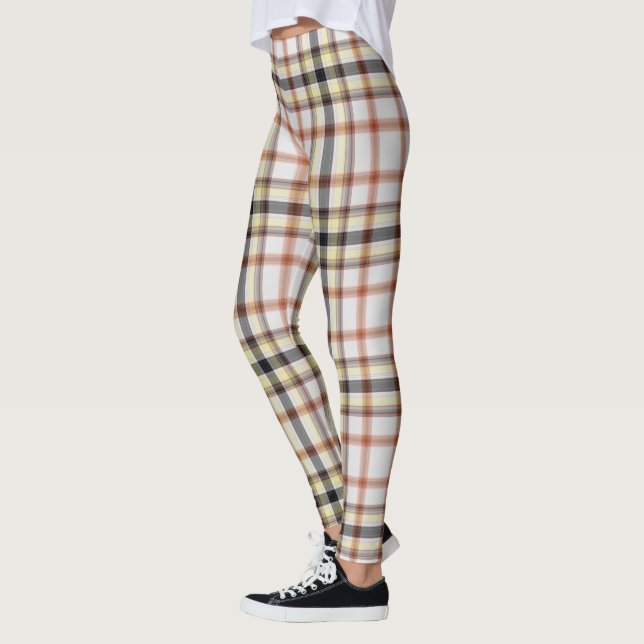 Legging Xadrez de Tartan preto amarelo-branco (Esquerda)