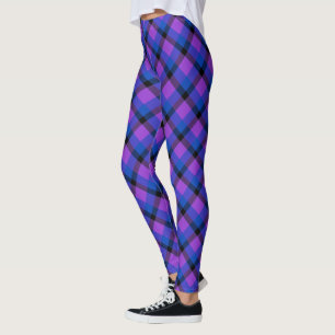 Legging Xadrez de Tartan preto e azul roxo escocês