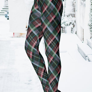 Legging Xadrez de Tartan Preto Verde na moda, Padrão