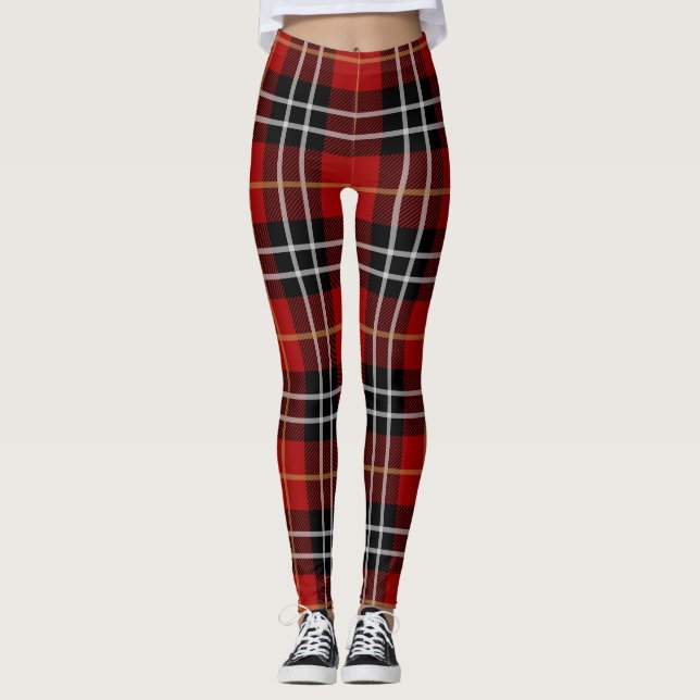 Legging Xadrez de Tartan Vermelho e Preto (Frente)
