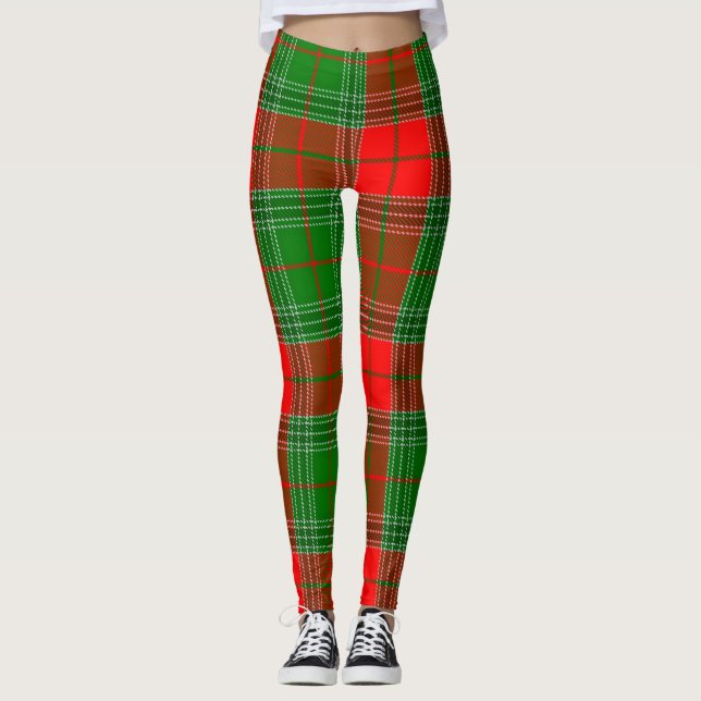Legging Xadrez de Tartan Vermelho e Verde (Frente)