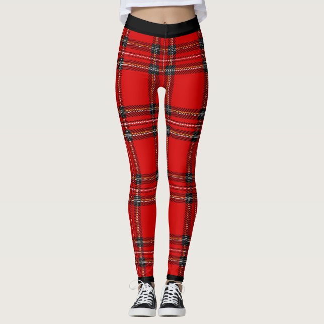 Legging Xadrez de tartan vermelho-quic (Frente)