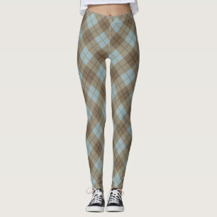 Legging Xadrez diagonal no azul e no Brown