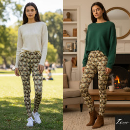 Legging Xadrez Diagonal Tweed Tons Terrosos Finos