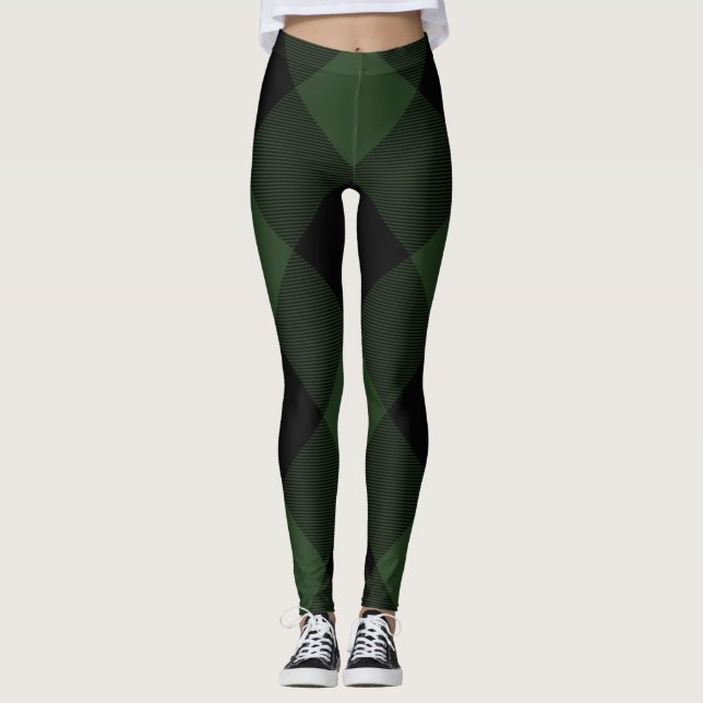 Legging Xadrez do Buffalo - Verde Celular e Praça Negra (Frente)