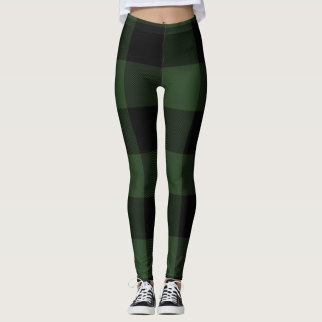 Legging Xadrez do Buffalo - Verde Celular e Praça Negra (Frente)