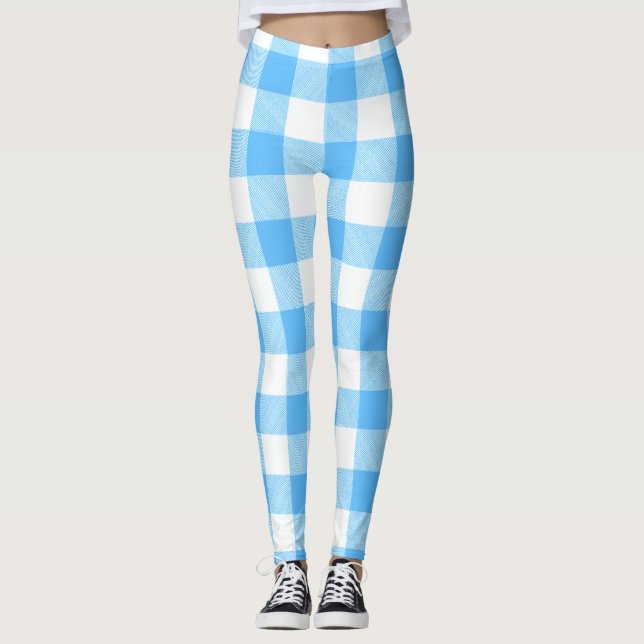 Legging Xadrez do Céu de Verão de Vida Lenta (Frente)