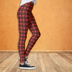 Legging Xadrez Dourado preta vermelha do búfalo